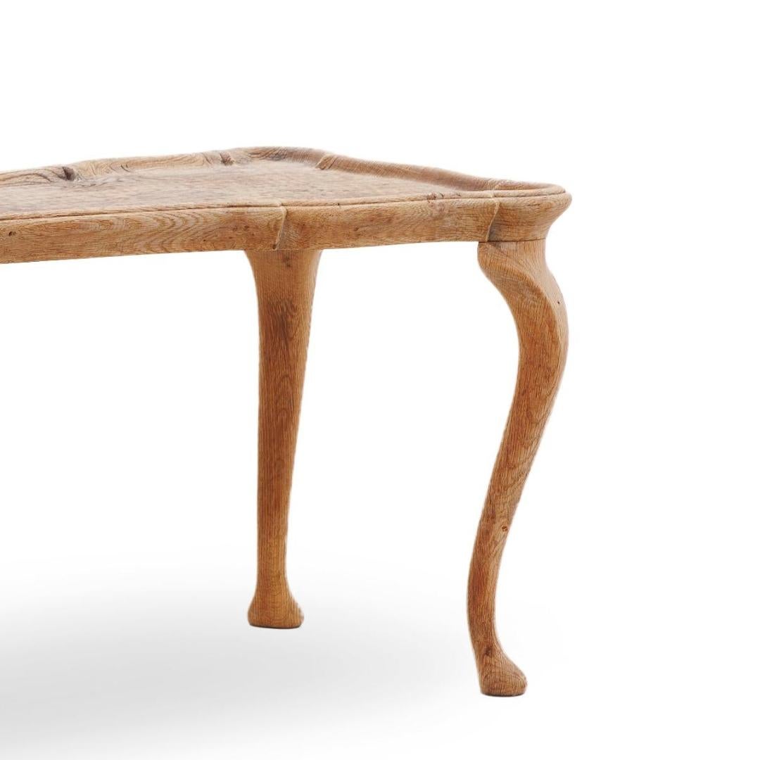 1940s Frits Henningsen Solid Oak Coffee Table with Cabriole Legs