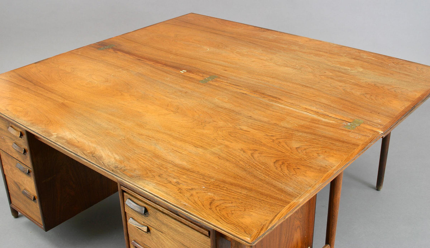 Danish cabinetmaker desk with unfolding double top