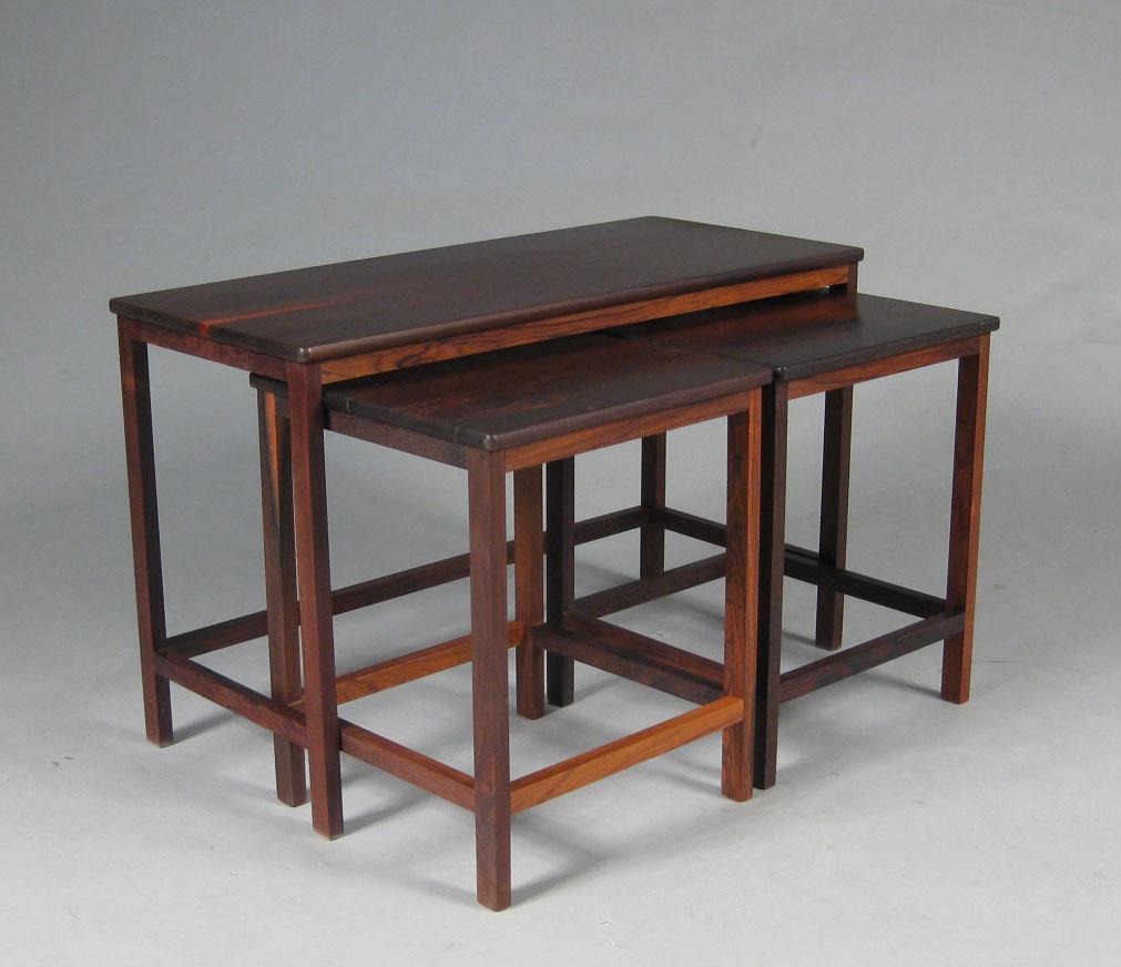 Danish nest of solid rosewood tables 2