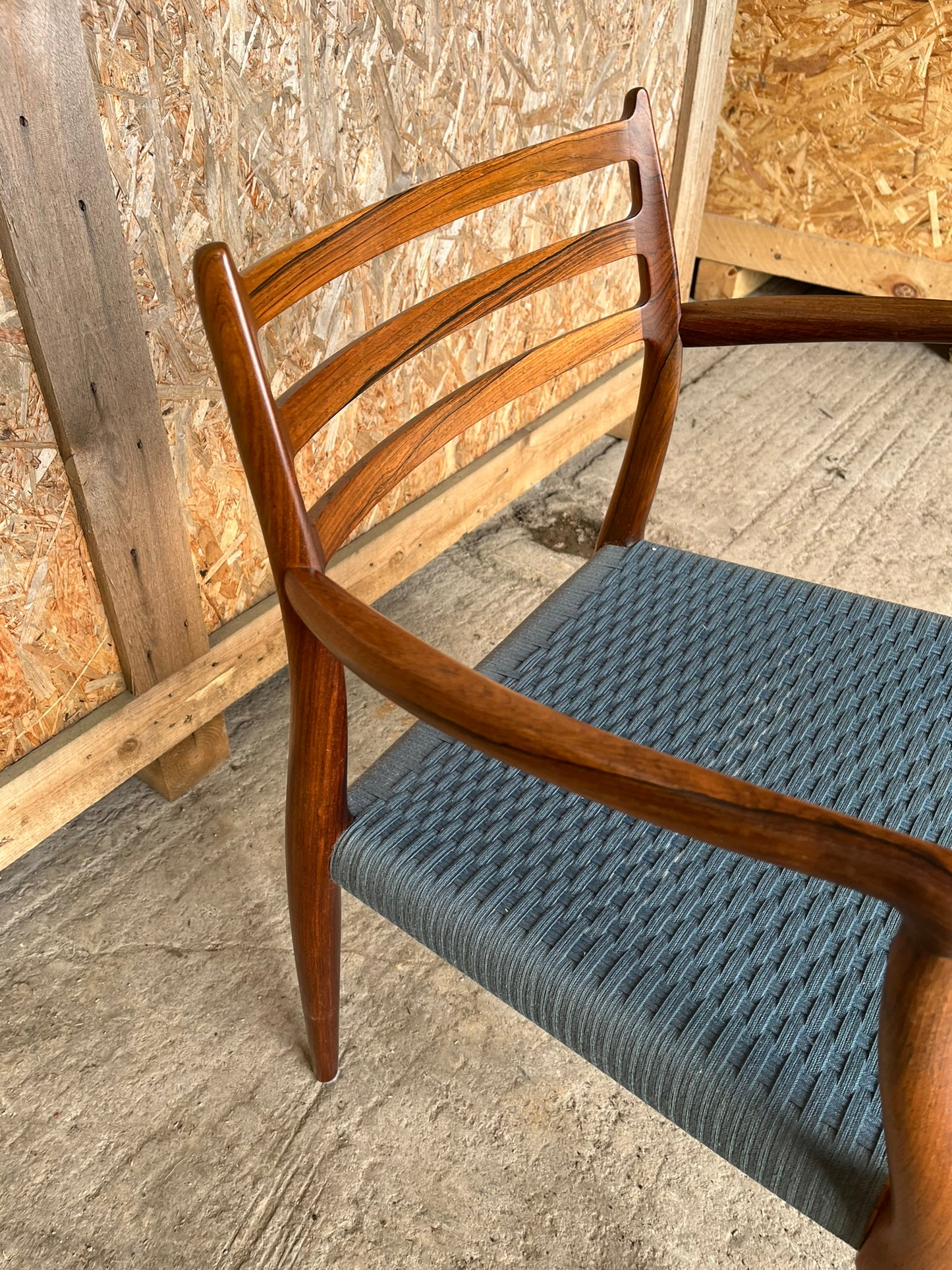 Niels Otto Moller 1962 Model 62 Dining Chair with Original Blue Wool Cord