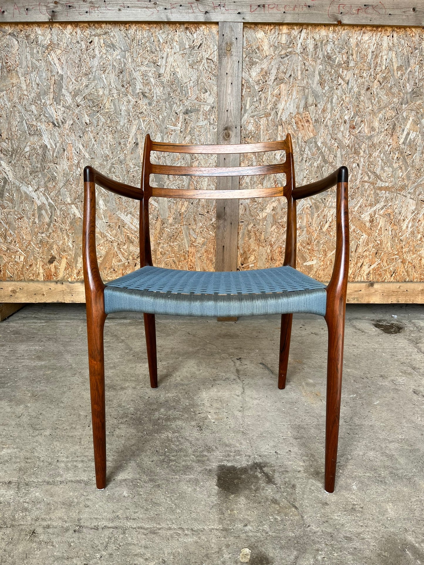 Niels Otto Moller 1962 Model 62 Dining Chair with Original Blue Wool Cord