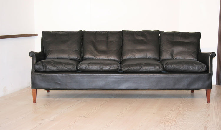 4-seat Black Leather Sofa 2