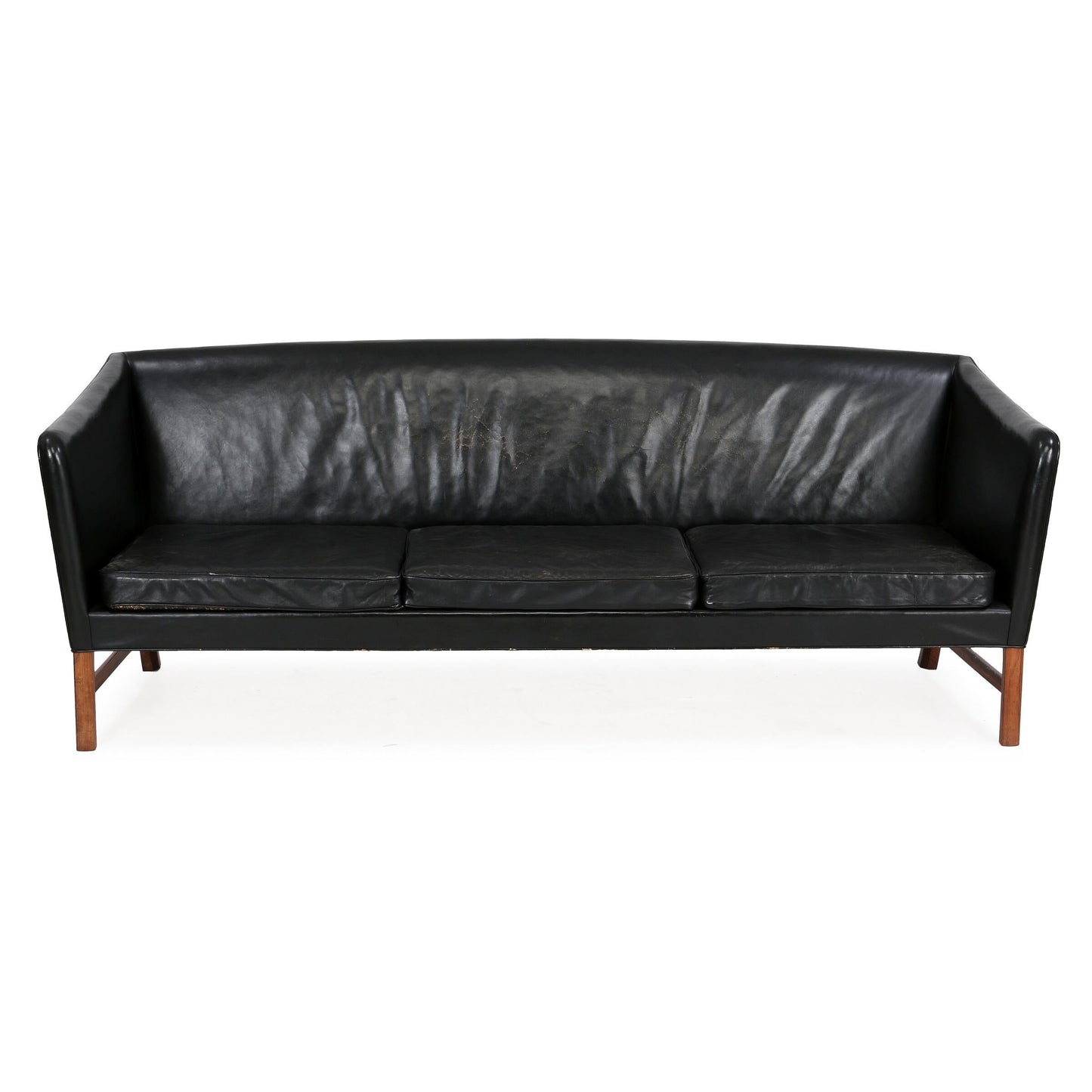 Ole Wanscher Black Leather Sofa font