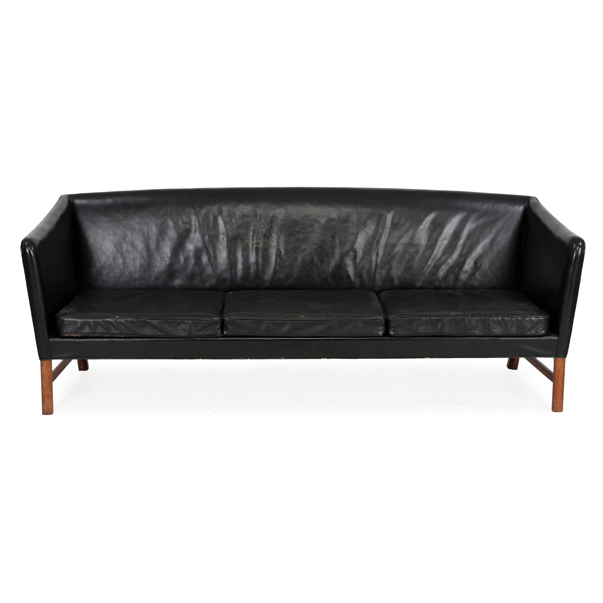 Ole Wanscher Black Leather Sofa font