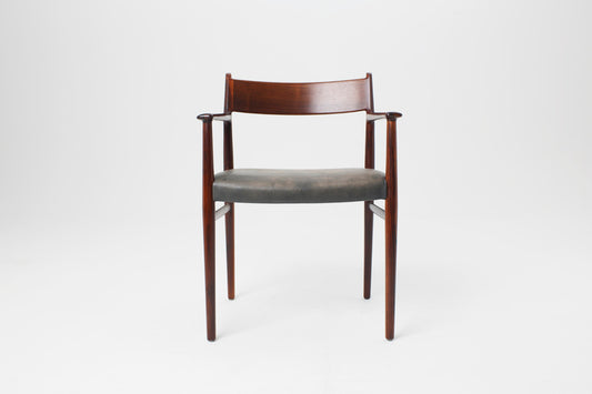 Arne Vodder Vintage Danish Modern Rosewood Dining Chair with Arms and Leather