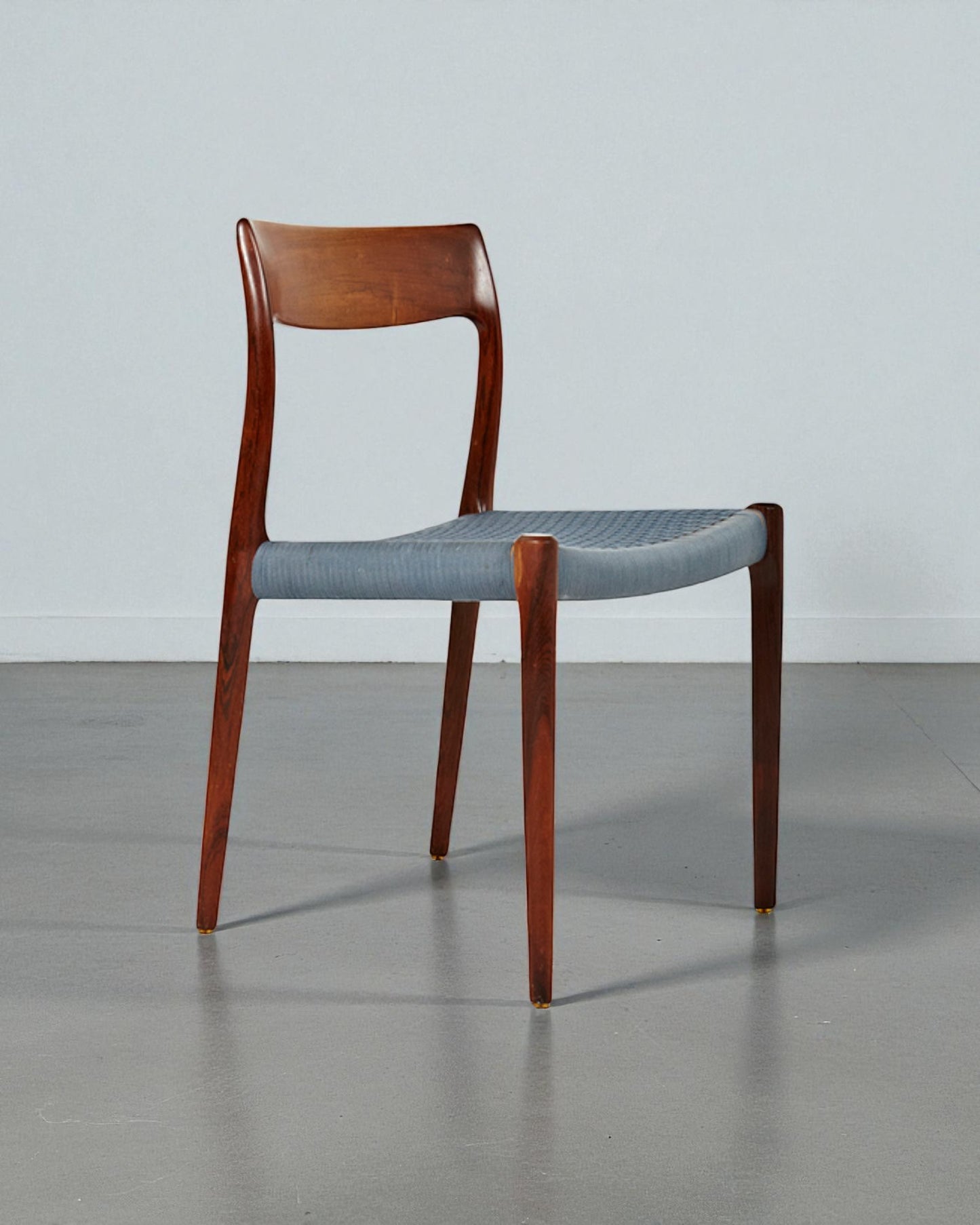 N O Moller 1958 Dining Chair Set in Original Blue Cord