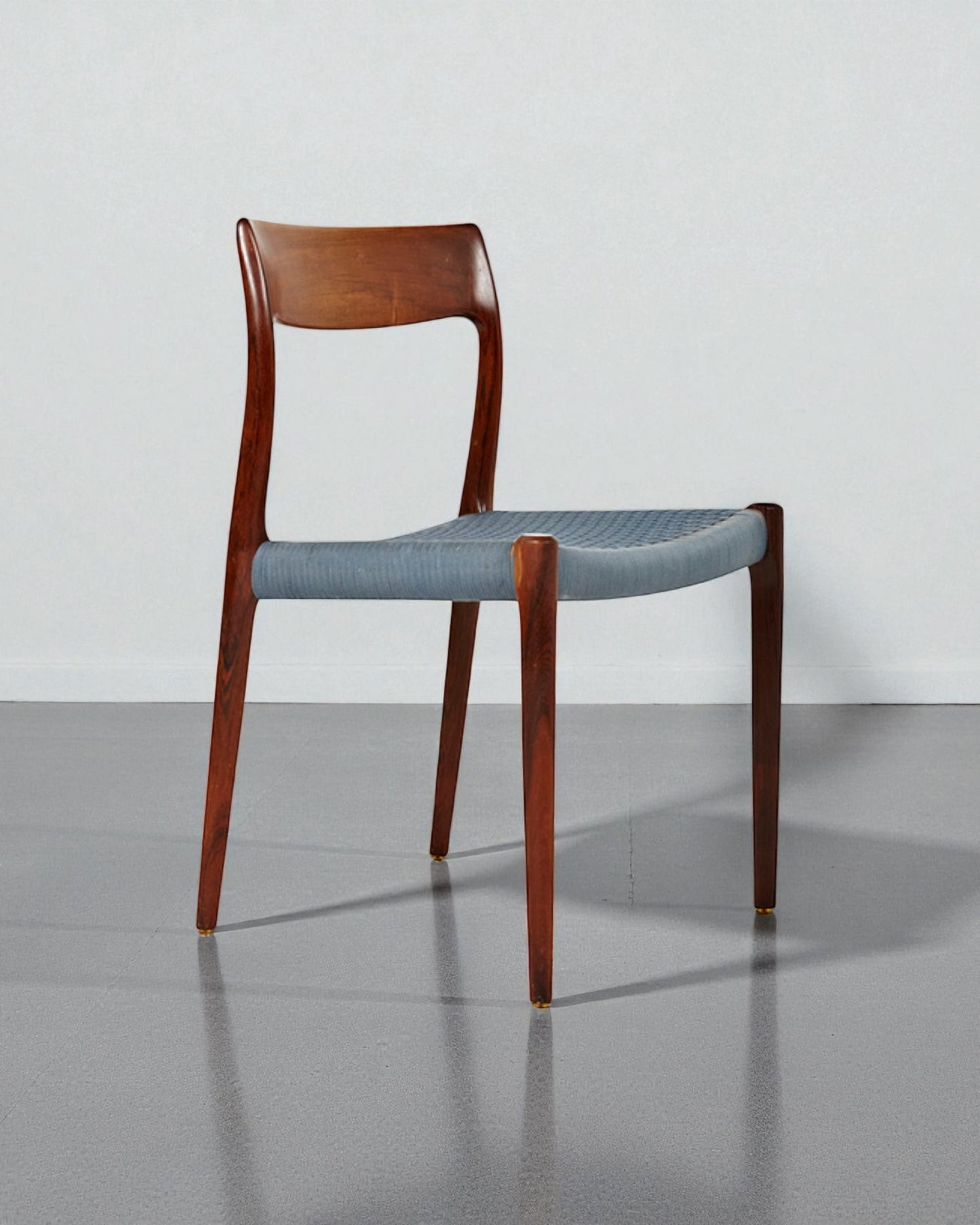 N O Moller 1958 Dining Chair Set in Original Blue Cord