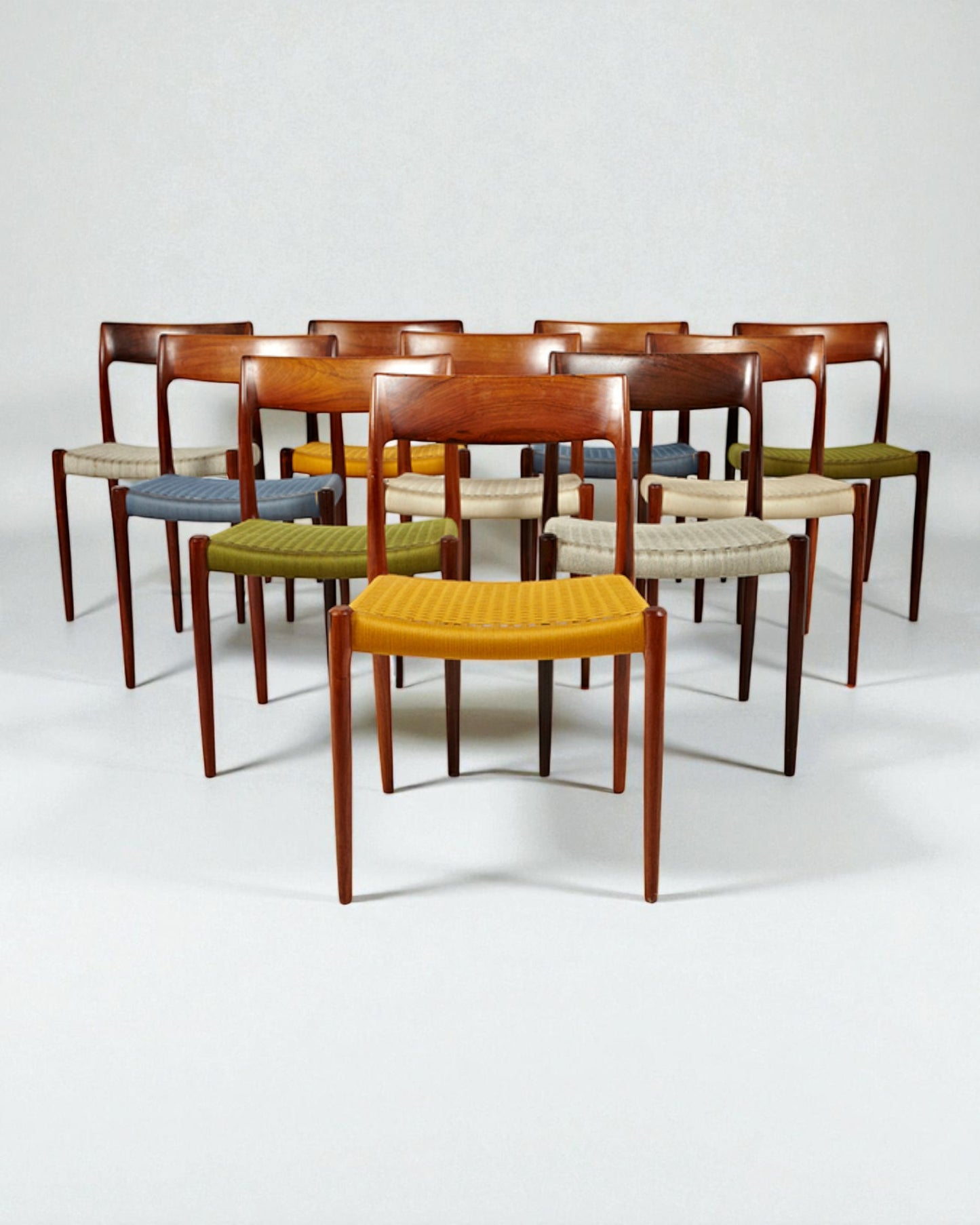 N O Moller 1958 Dining Chair Set in Original Coloured Cord