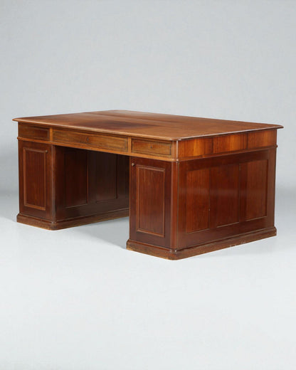 1910 Heinrich Wenck Hardwood Partners Desk With Drawers, Doors & Keys