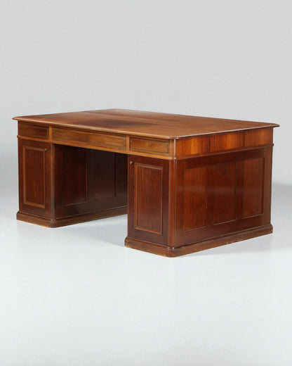1910 Heinrich Wenck Hardwood Partners Desk With Drawers, Doors & Keys