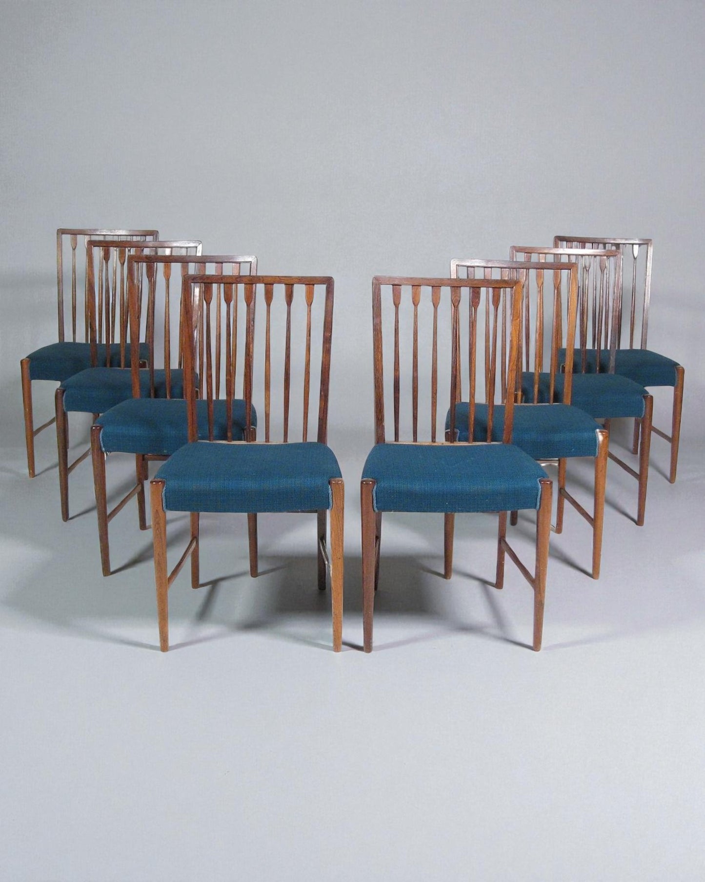 1940s Agner Christoffersen Set of 6 Solid Dining Chairs, Fabric Upholstered