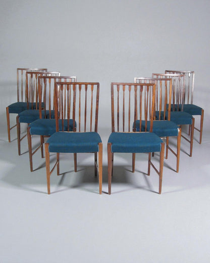 1940s Agner Christoffersen Set of 6 Solid Dining Chairs, Fabric Upholstered