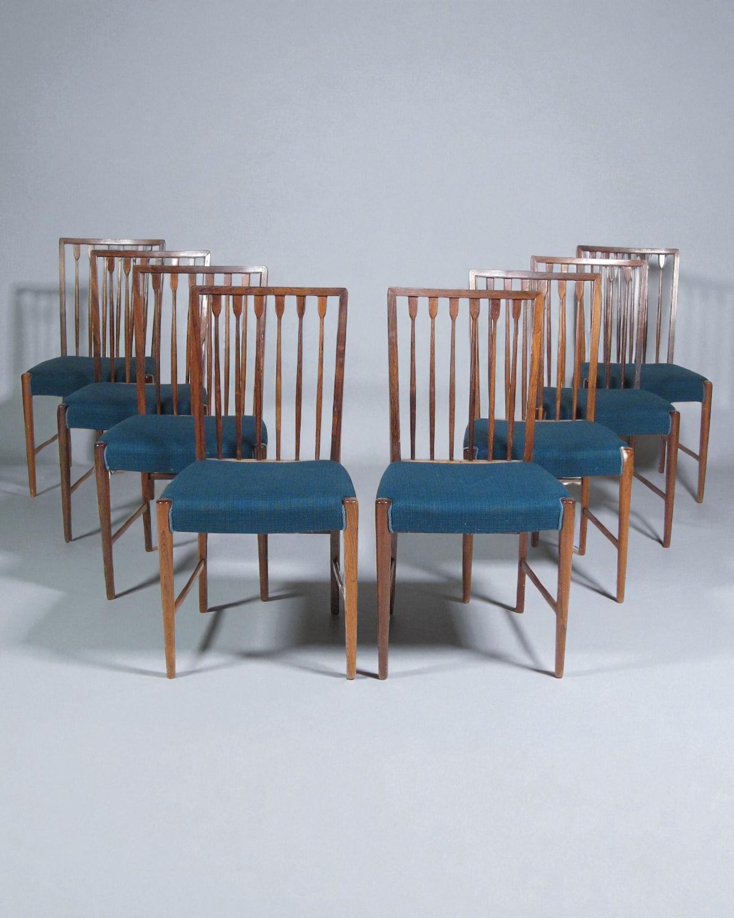 1940s Agner Christoffersen Set of 6 Solid Dining Chairs, Fabric Upholstered
