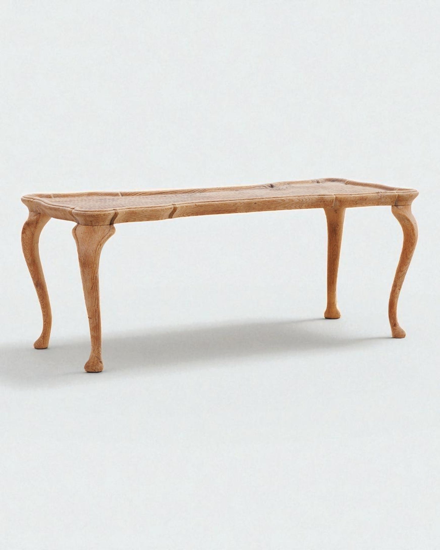 1940s Frits Henningsen Solid Oak Coffee Table with Cabriole Legs