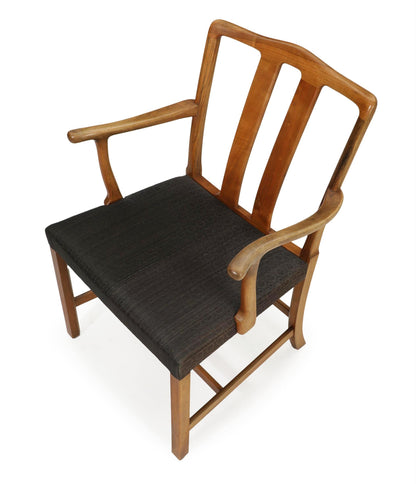 1944 Ole Wanscher Walnut Armchair With Grey Patterned Upholstery
