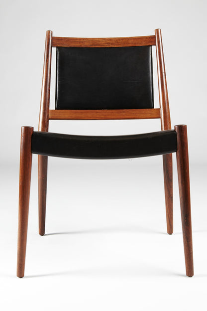 1947 Steffen Syrach-Larsen, 12 Solid Wood Chairs, Patinated Leather Upholstery