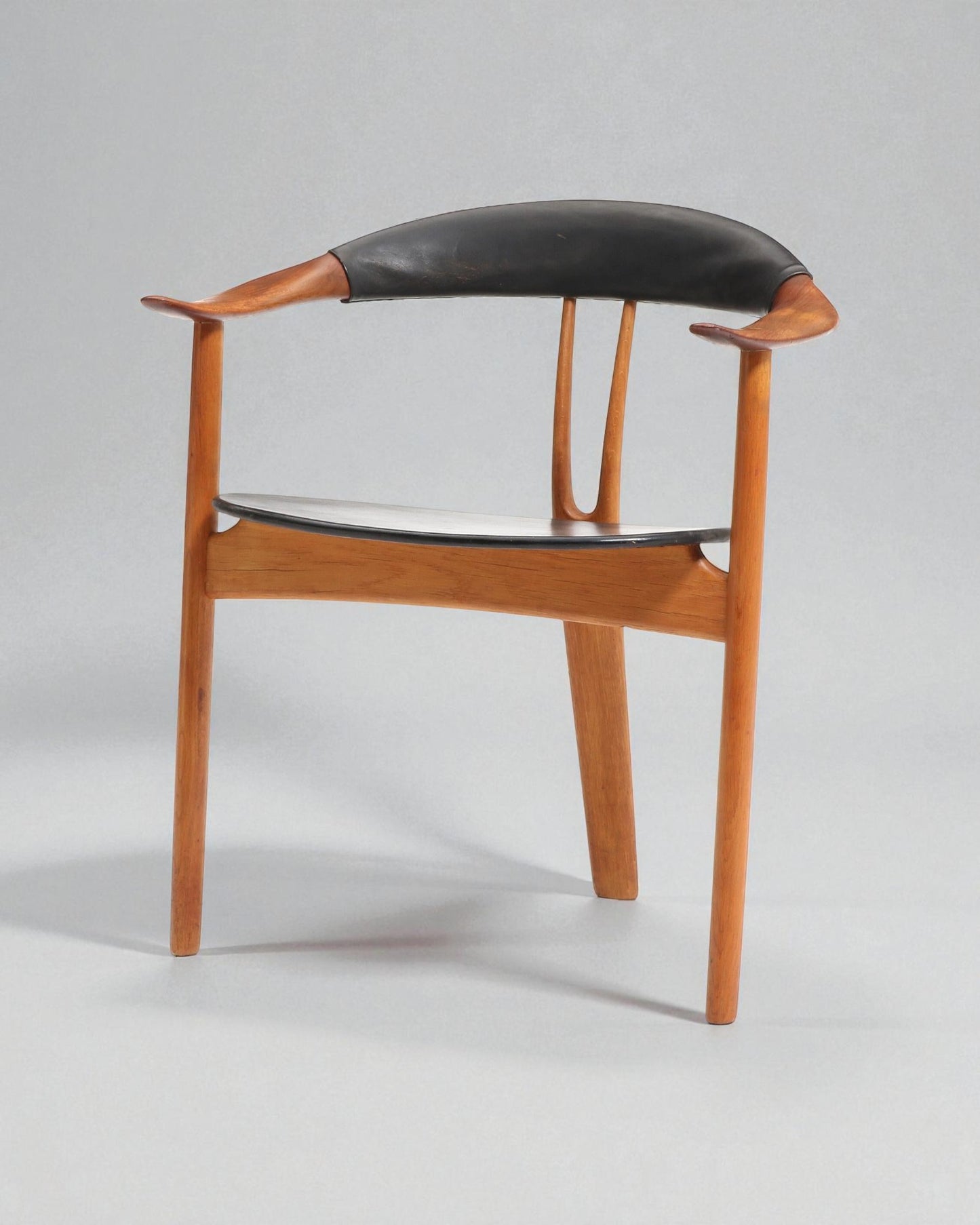 1950s Arne Hovmand-Olsen Rare Model 408 Armchair, Solid Teak, Leather upholstery