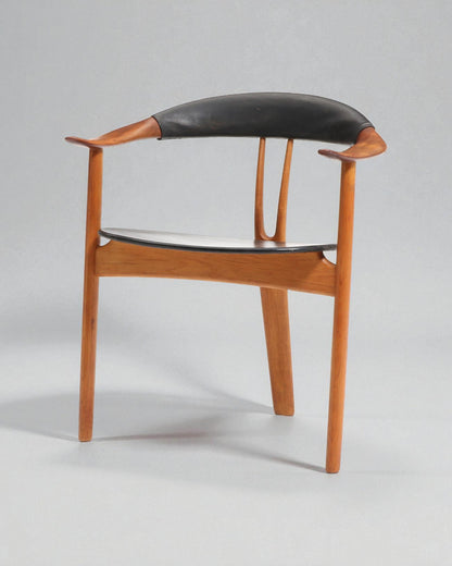 1950s Arne Hovmand-Olsen Rare Model 408 Armchair, Solid Teak, Leather upholstery