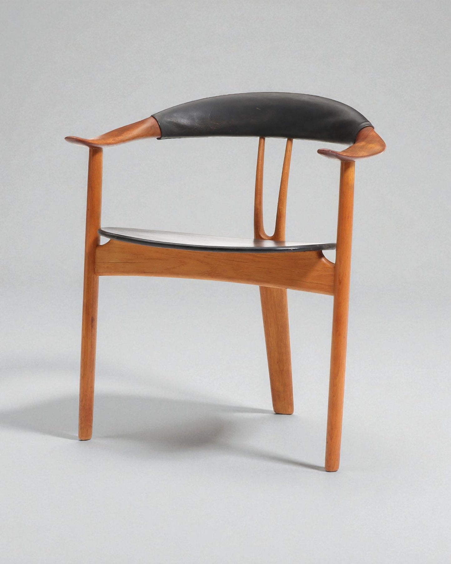 1950s Arne Hovmand-Olsen Rare Model 408 Armchair, Solid Teak, Leather upholstery