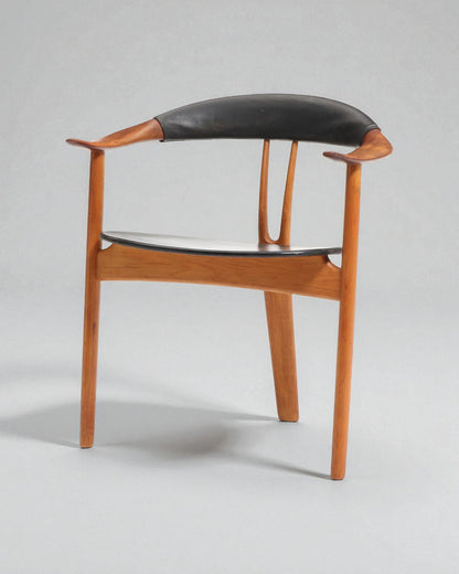 1950s Arne Hovmand-Olsen Rare Model 408 Armchair, Solid Teak, Leather upholstery