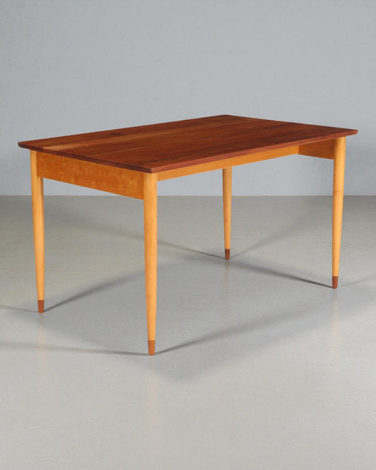 1950s Børge Mogensen Rectangular Table, beech frame, solid teak top and shoes