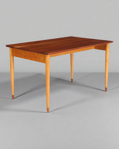 1950s Børge Mogensen Rectangular Table, beech frame, solid teak top and shoes