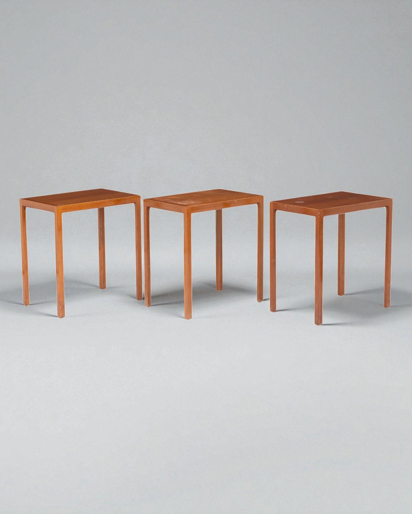 1960s Bernt Petersen Set of 3 Large Hardwood Side Tables by Rud Rasmussen