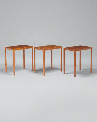 1960s Bernt Petersen Set of 3 Large Hardwood Side Tables by Rud Rasmussen