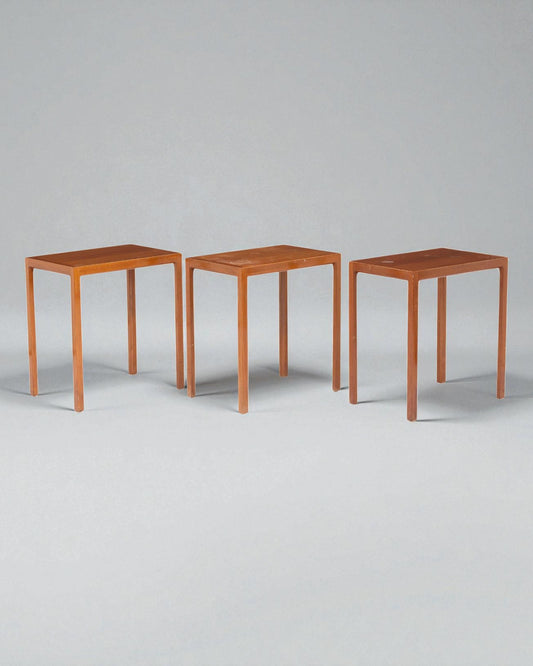 1960s Bernt Petersen Set of 3 Large Hardwood Side Tables by Rud Rasmussen