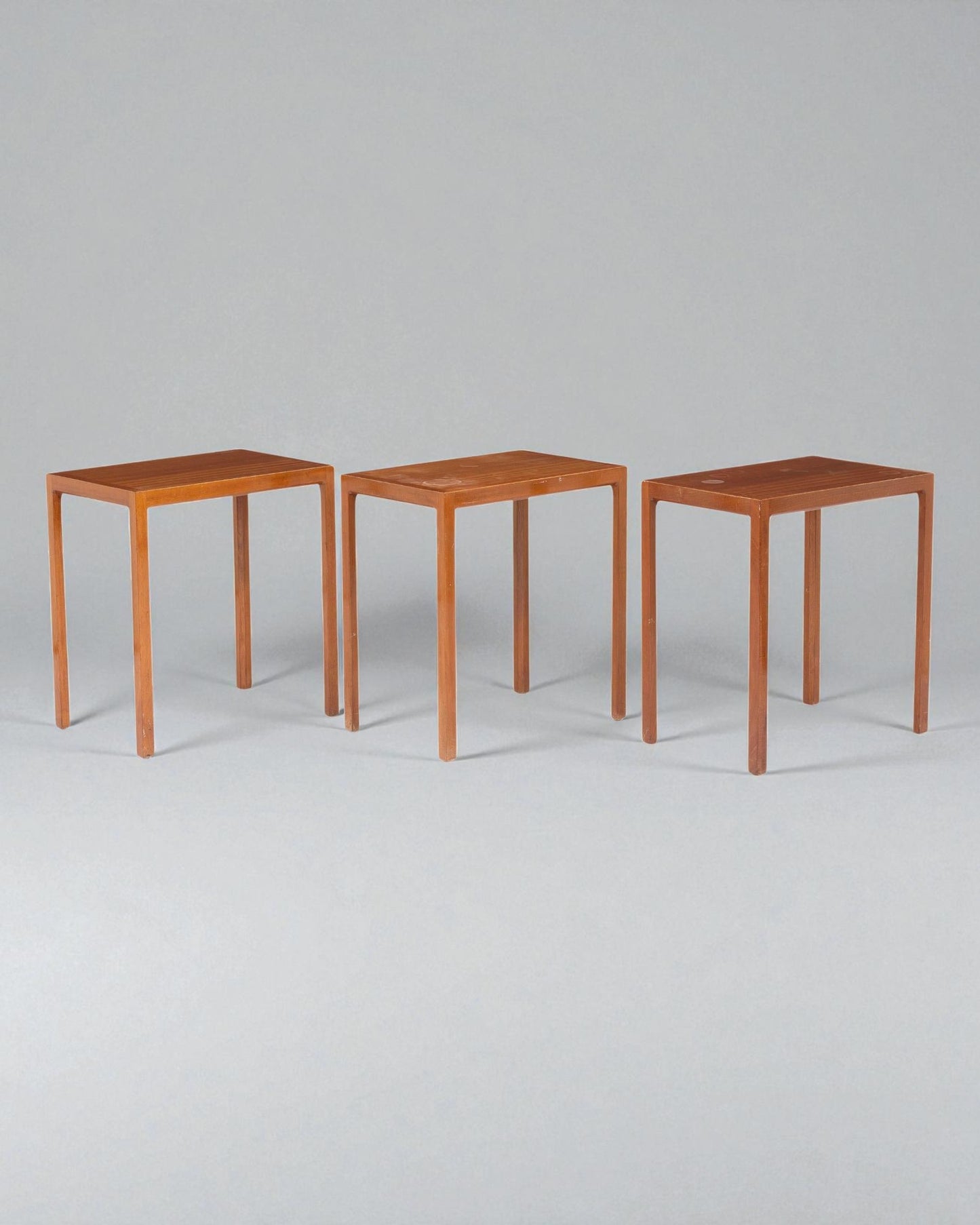 1960s Bernt Petersen Set of 3 Large Hardwood Side Tables by Rud Rasmussen