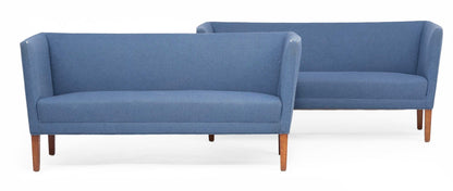 1960s Grete Jalke Sofas With Oak Legs and Blue Wool Upholstery