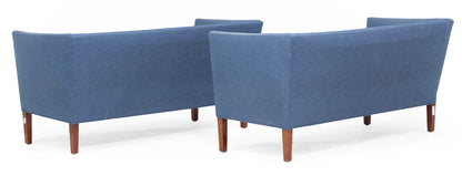 1960s Grete Jalke Sofas With Oak Legs and Blue Wool Upholstery