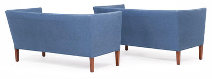 1960s Grete Jalke Sofas With Oak Legs and Blue Wool Upholstery