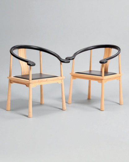 1960s Richard Nissen “Yin” Pair of China chairs with club legs and leather seat