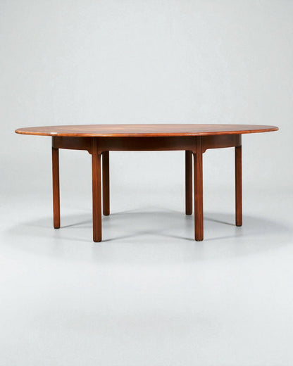 1960s Rud Rasmussen large circular “China table” with sixlegged frame