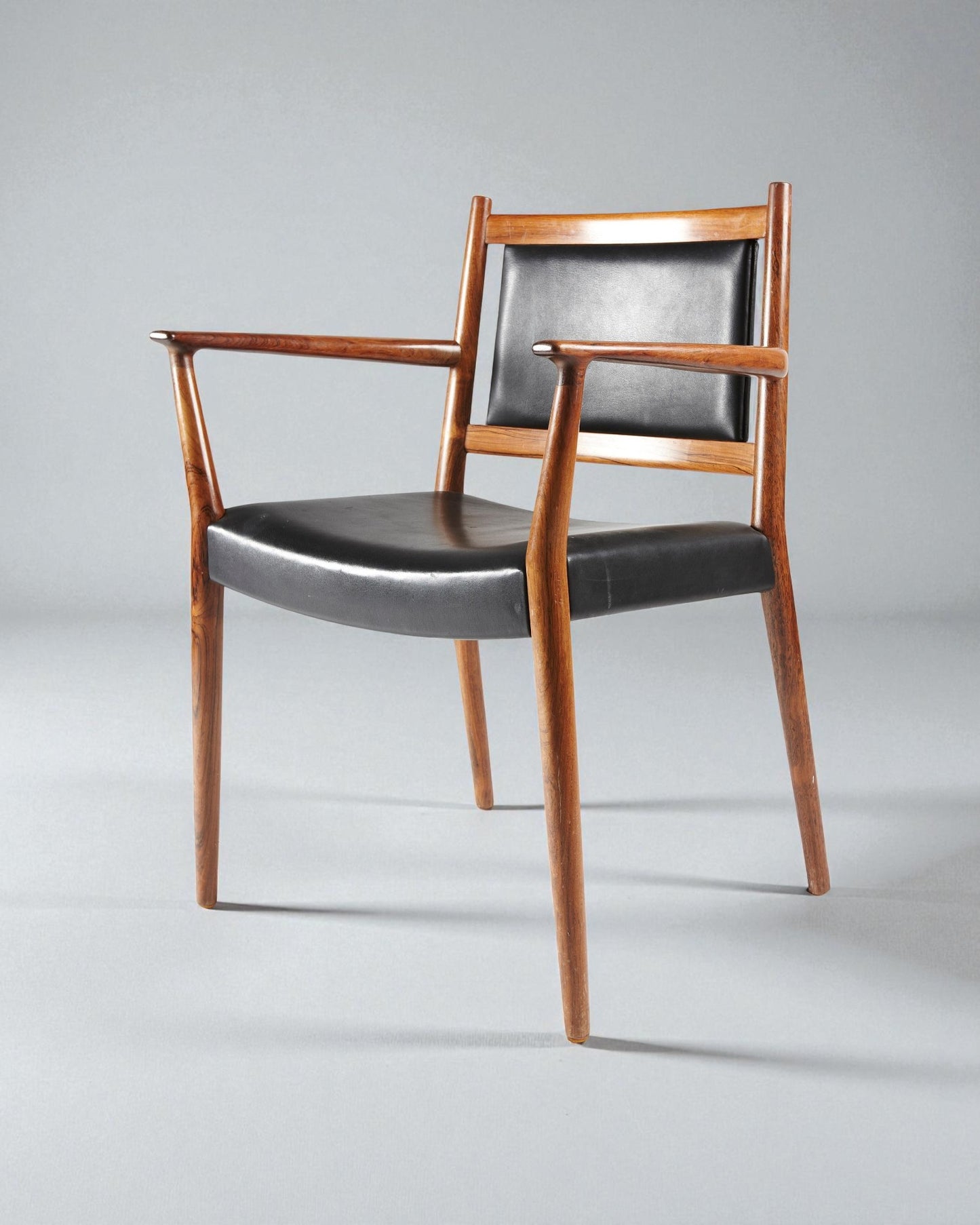 1960s Steffen Syrach-Larsen Solid Wood Armchairs and Patinated Leather Upholstery