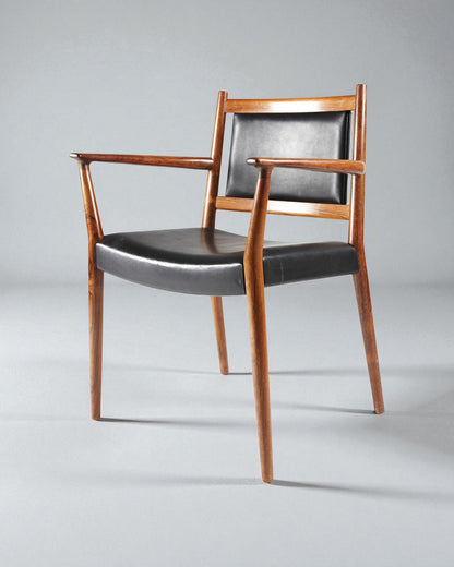 1960s Steffen Syrach-Larsen Solid Wood Armchairs and Patinated Leather Upholstery