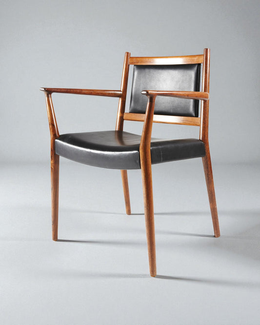 1960s Steffen Syrach-Larsen Solid Wood Armchairs and Patinated Leather Upholstery