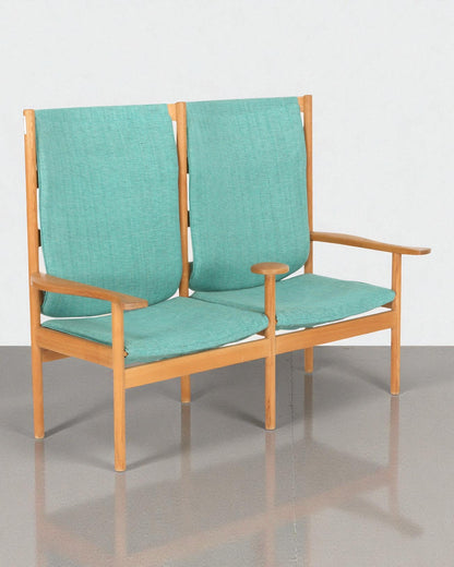 1966 Vilhelm Wohlert, Unique Sofa in Solid Elm, Upholstered with Green Fabric