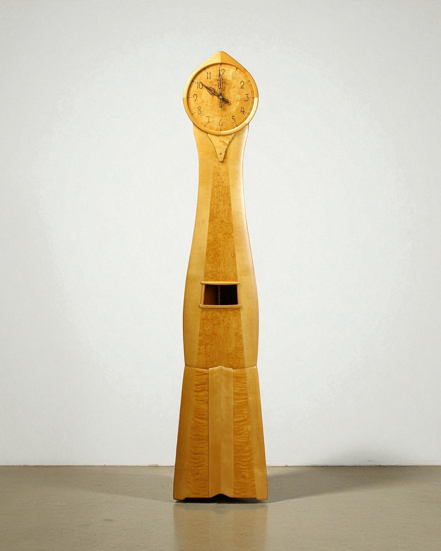 1972 Carl Malmsten Unique Longcase “Tidlösa” Clock, Birch and Masur Birch