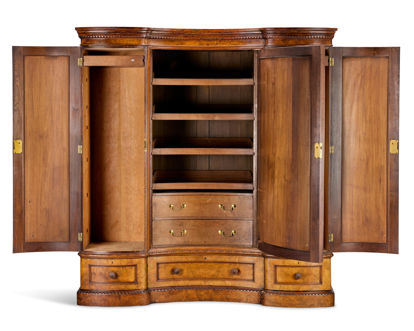 VICTORIAN BURR WALNUT GENTLEMAN’S COMPACTUM OR WARDROBE