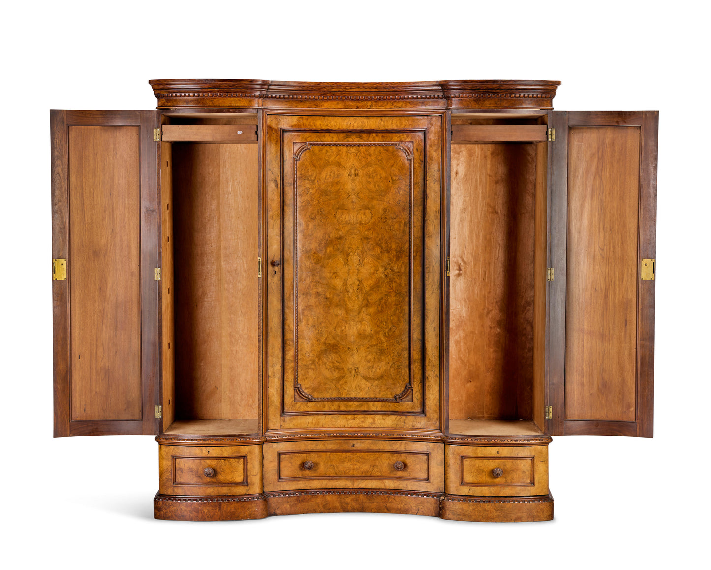 VICTORIAN BURR WALNUT GENTLEMAN’S COMPACTUM OR WARDROBE