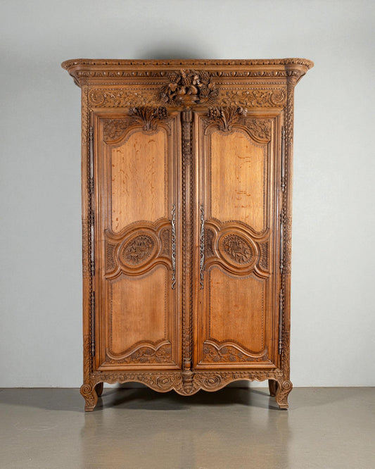 FRENCH SOLID OAK ARMOIRE DU MARRIAGE 19C