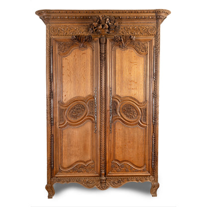 FRENCH SOLID OAK ARMOIRE DU MARRIAGE 19C