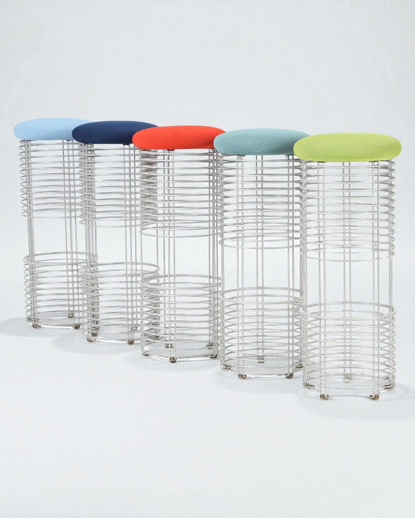 5 Verner Panton XDesign Bar Stools, Wire Body & Wool Seats in Various Colours