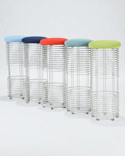 5 Verner Panton XDesign Bar Stools, Wire Body & Wool Seats in Various Colours