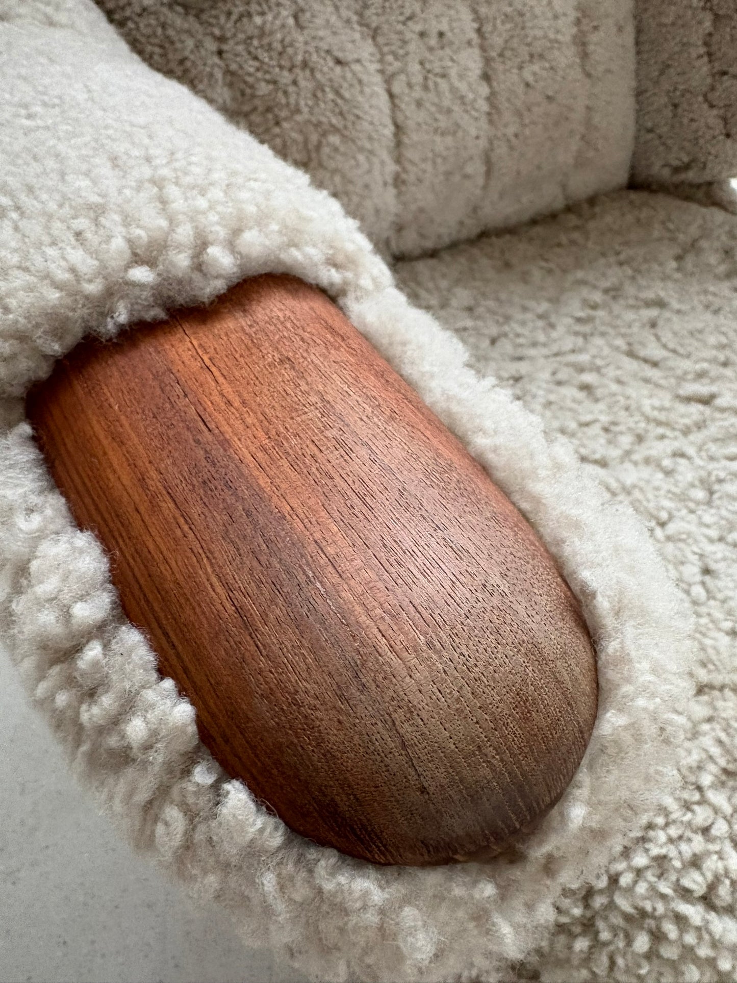 Hans Wegner Papa Bear Chair with Footstool in Lambs Wool Hide