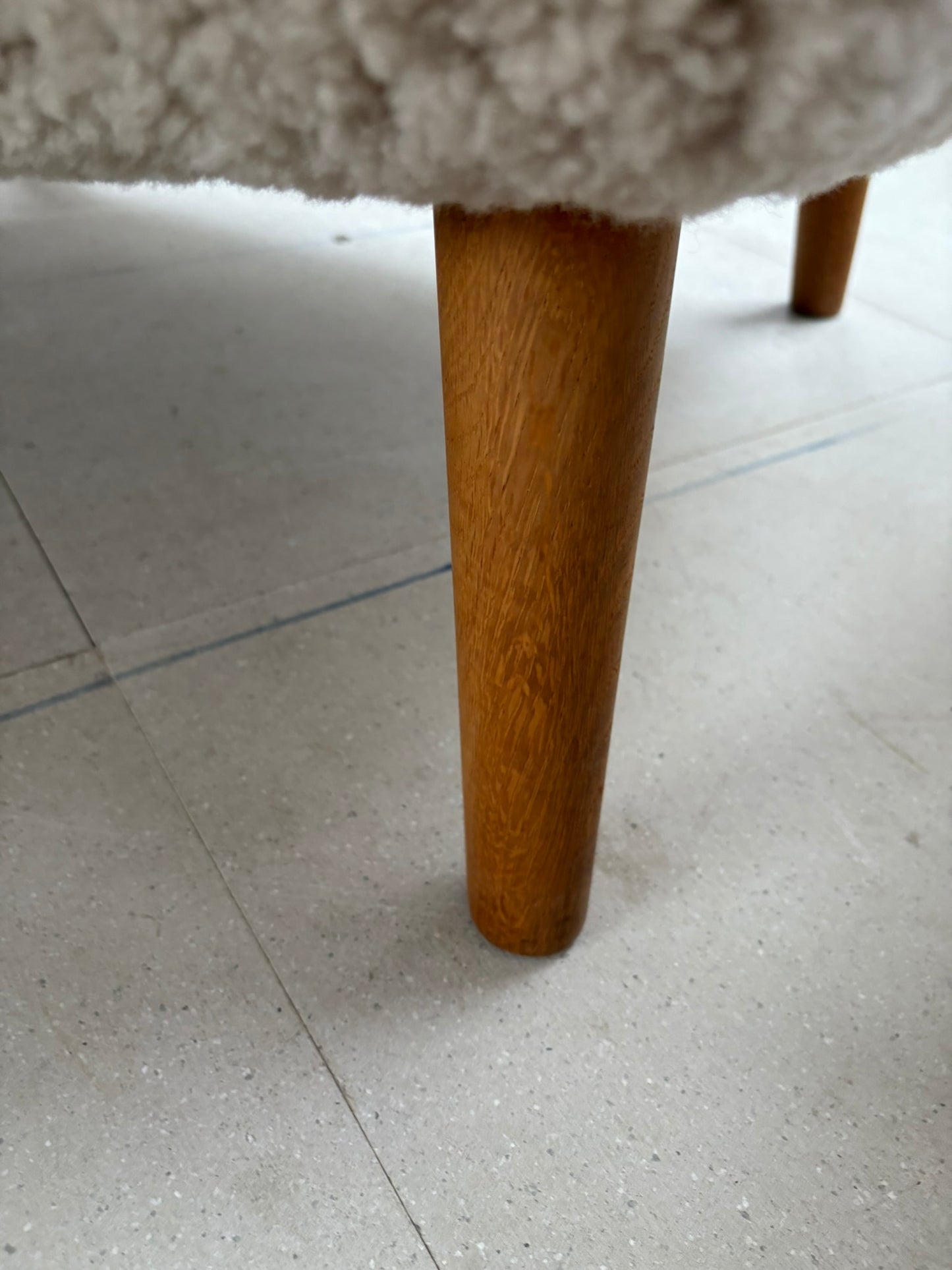 Hans Wegner Papa Bear Chair with Footstool in Lambs Wool Hide