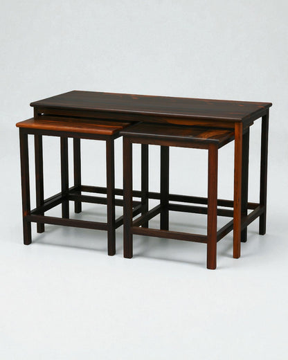 Danish nest of solid rosewood tables c1960