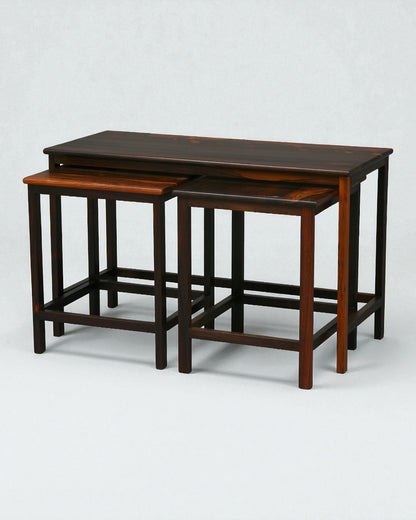 Danish nest of solid rosewood tables c1960